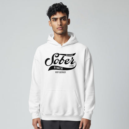 Men Sober Since Hoodie w/ Personalized Sobriety Date