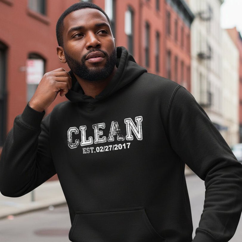 Clean Collegiate Hoodie W/ Personalize Recovery Date