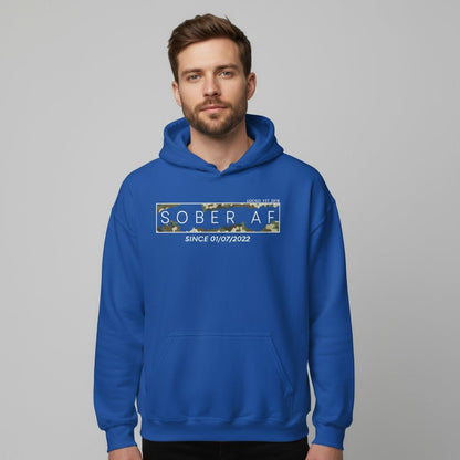 Recovery Hoodie | Men's Sober AF Camo Hoodie with Custom Sober Date