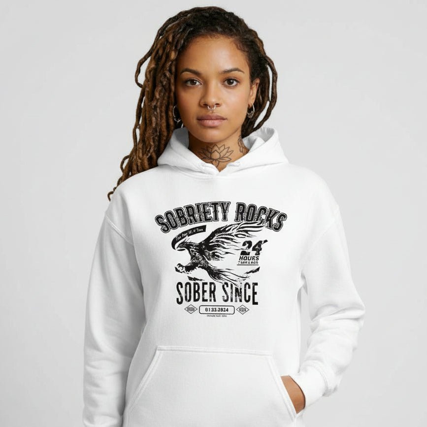 Sobriety Rocks | Women's Sober Since Hoodie with Custom Sobriety Date
