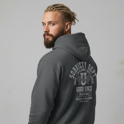 Sobriety Dept Zip Recovery Hoodie fit detail (view 19)