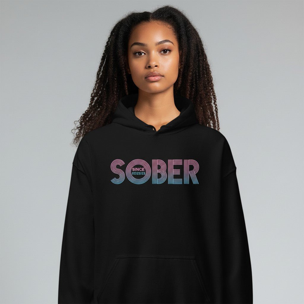 Recovery Hoodie | Retro Sobriety Date Hoodie with Personalized Date