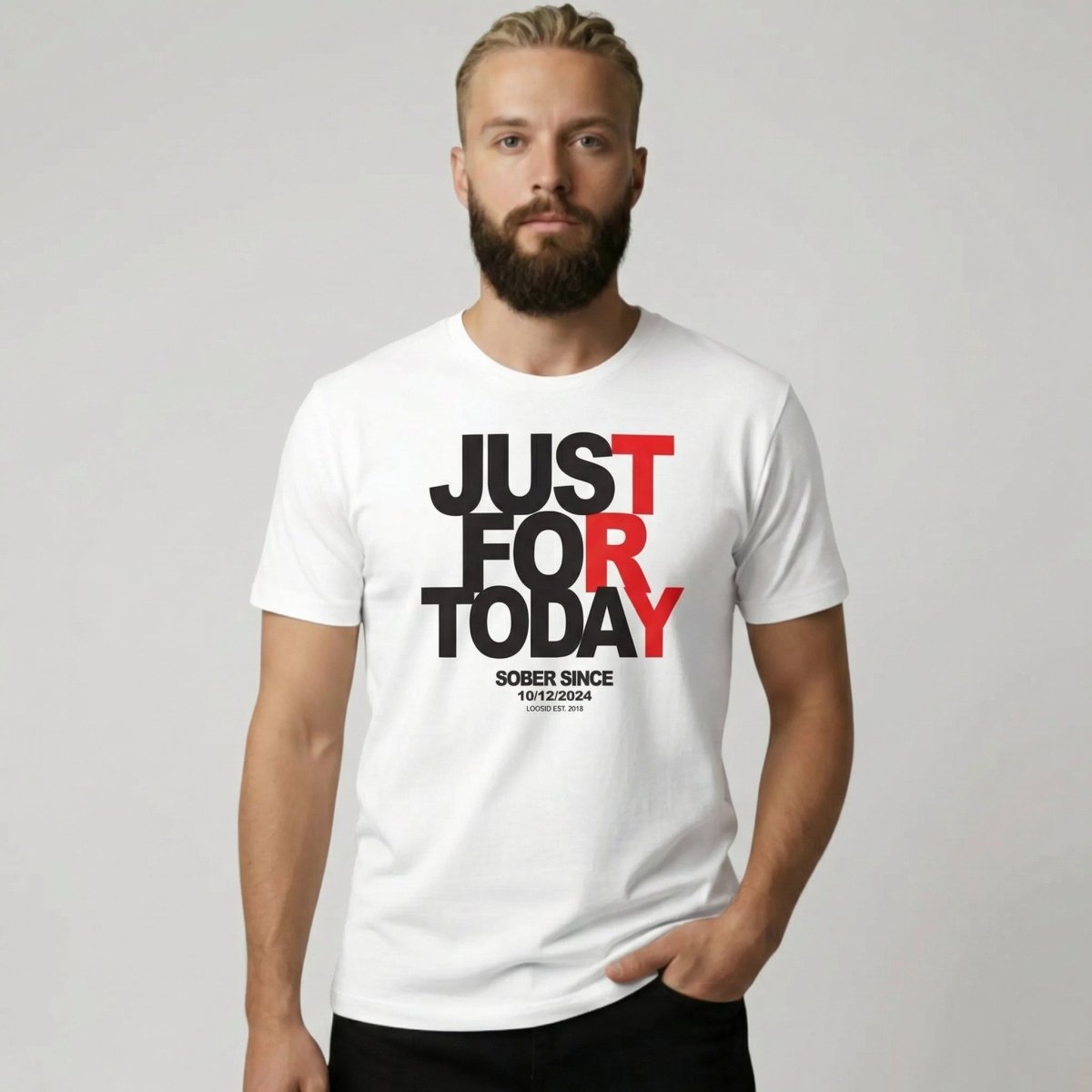 Men's Just Try For Today T-shirt with Custom Sobriety Date