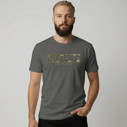 Sober T Shirt | Men’s Sober AF Camo Tee with Personalized Date