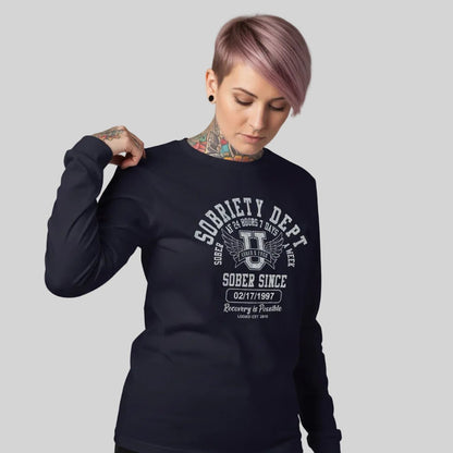 Sobriety Dept 24 7 Long Sleeve Sober T Shirt fit detail (view 9)