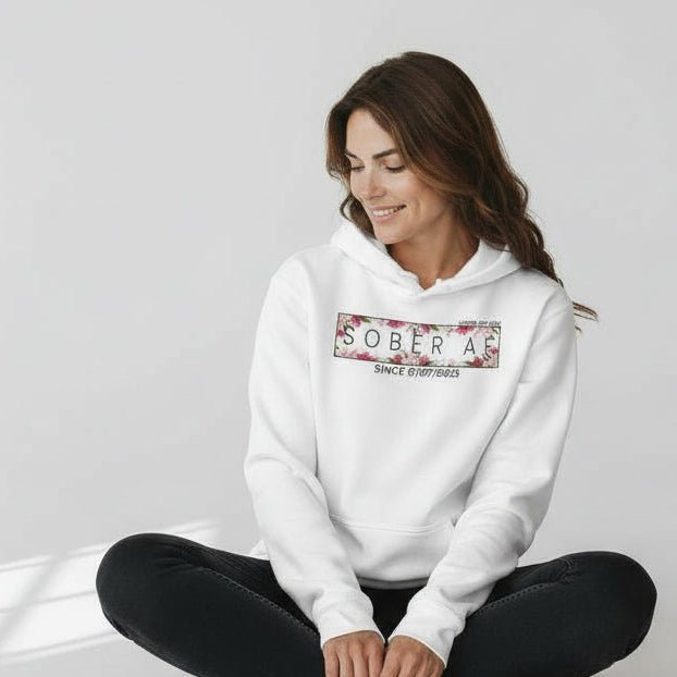 Recovery Hoodie | Women’s Sober AF Hoodie with Custom Date