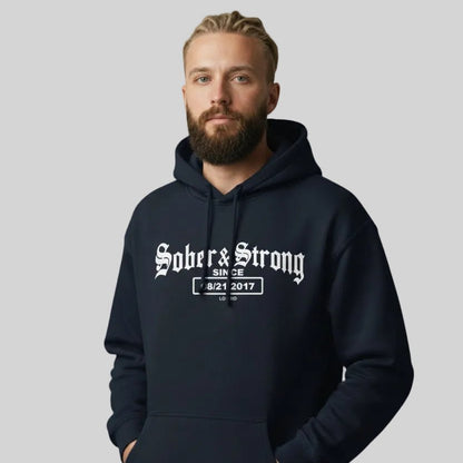 Recovery Hoodie | Men's Sober & Strong Old School with Custom Date