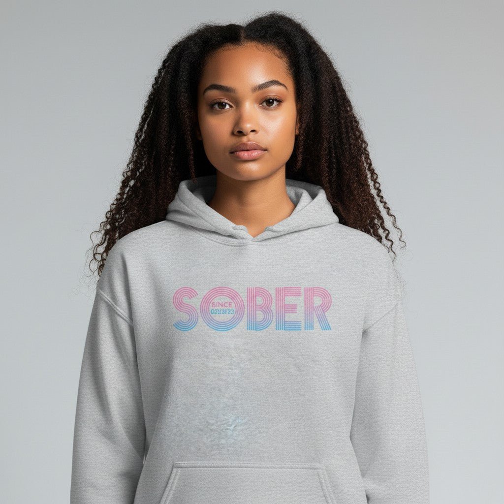 Recovery Hoodie | Retro Sobriety Date Hoodie with Personalized Date