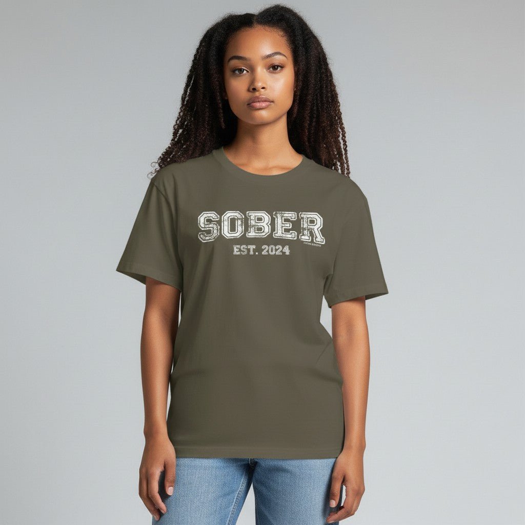 Sober   T   Shirt   |   Women's   Recovery   Is   Possible   Tee   with   Personalized   Sobriety   Date