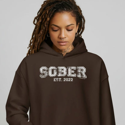 Women's Sober Est. Hoodie w/ Personalized Sobriety Year Hoodie