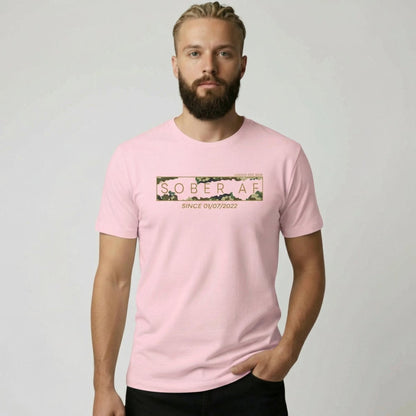 Sober T Shirt | Men’s Sober AF Camo Tee with Personalized Date