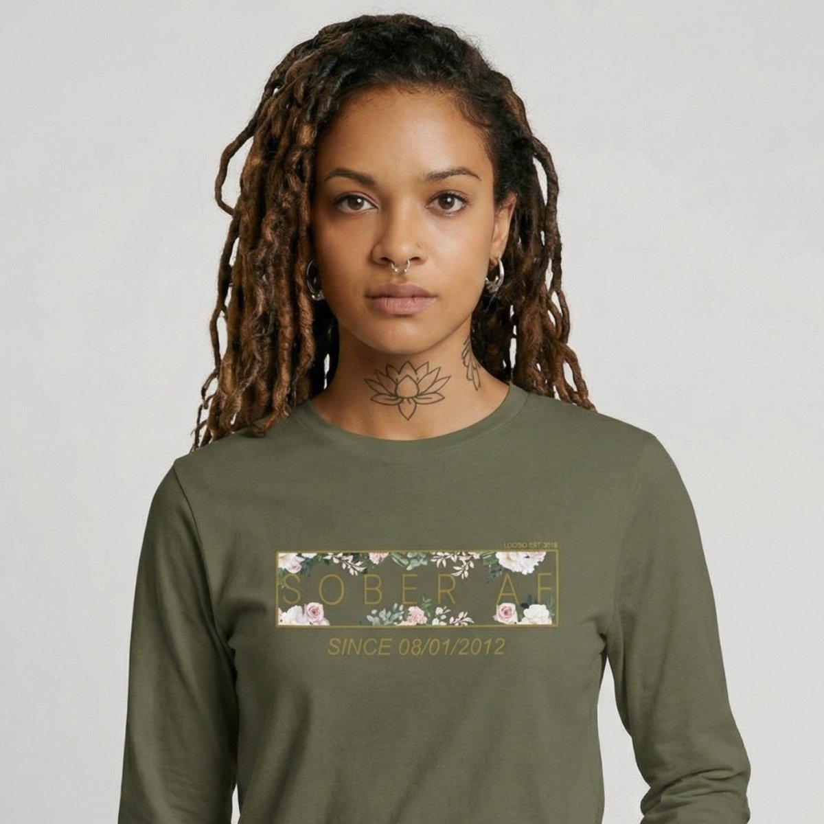 Sober AF Flower Long Sleeve Sober T Shirt lifestyle view (view 25)