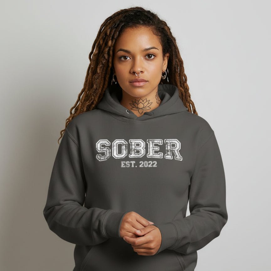 Women's Sober Est. Hoodie w/ Personalized Sobriety Year Hoodie