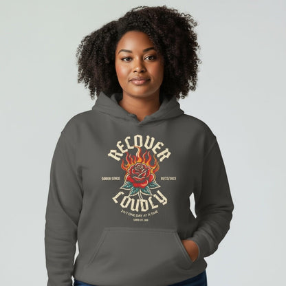 Recovery Hoodie | Recover Loudly Women’s Custom Sobriety Date