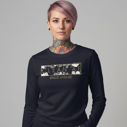 Clean AF Flower Long Sleeve Sober T Shirt product photo (view 10)