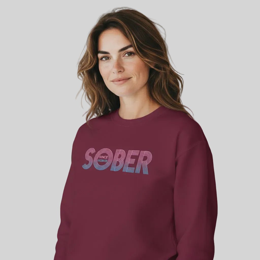 Retro Sobriety Date Sweatshirt – Personalized Sober Date