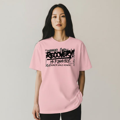 Sober T Shirt | Women's Recovery Is Possible Tee with Personalized Sobriety Date
