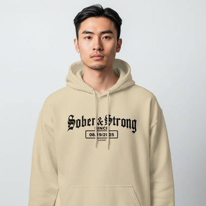 Recovery   Hoodie   |   Men’s   Old   School   Sober   Hoodie   with   Custom   Date