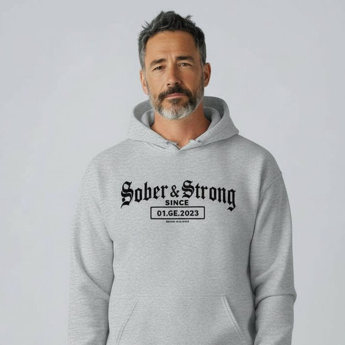 Recovery Hoodie | Unisex Old School Sober Hoodie with Custom Date