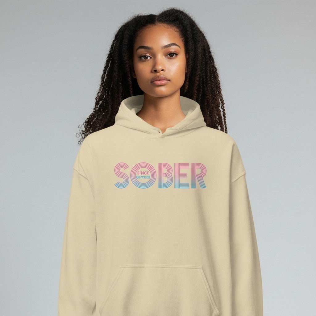 Recovery Hoodie | Retro Sobriety Date Hoodie with Personalized Date