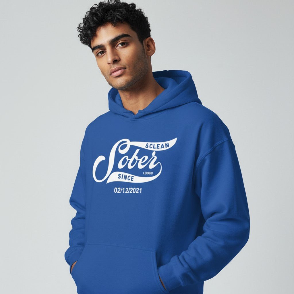 Men Sober Since Hoodie w/ Personalized Sobriety Date
