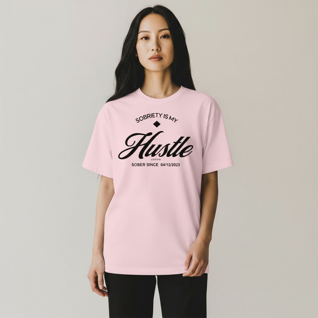 Sober   T   Shirt   |   Women’s   Old   School   Tee   with   Personalized   Sobriety   Date