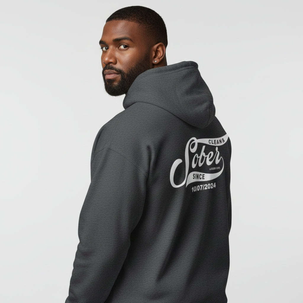Recovery Zip Hoodie | Men's Sober Since Front & Back Print