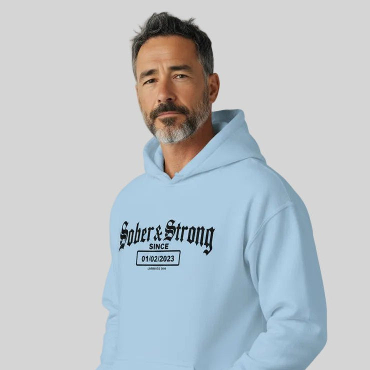 Recovery Hoodie | Unisex Old School Sober Hoodie with Custom Date