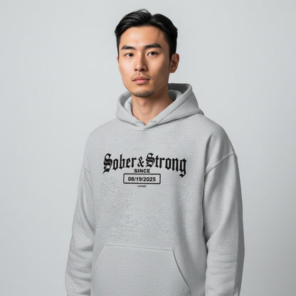 Recovery   Hoodie   |   Men’s   Old   School   Sober   Hoodie   with   Custom   Date