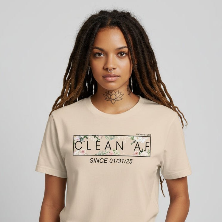 Clean AF Flower Sober T Shirt lifestyle view (view 15)