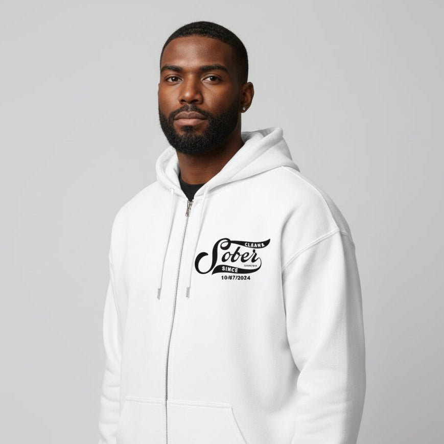 Recovery Zip Hoodie | Sober Since Unisex Hoodie with Custom Sobriety Date