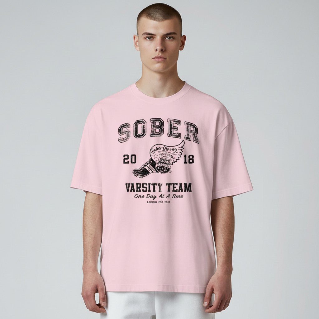 Flat lay of the Sober Varsity Sober T Shirt, a meaningful Sober Shirt (view 23)