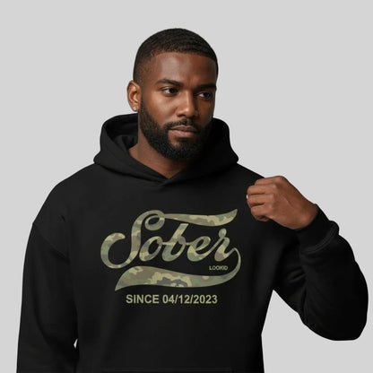 Recovery Hoodie | Sober Since Camo Hoodie with Personalized Date