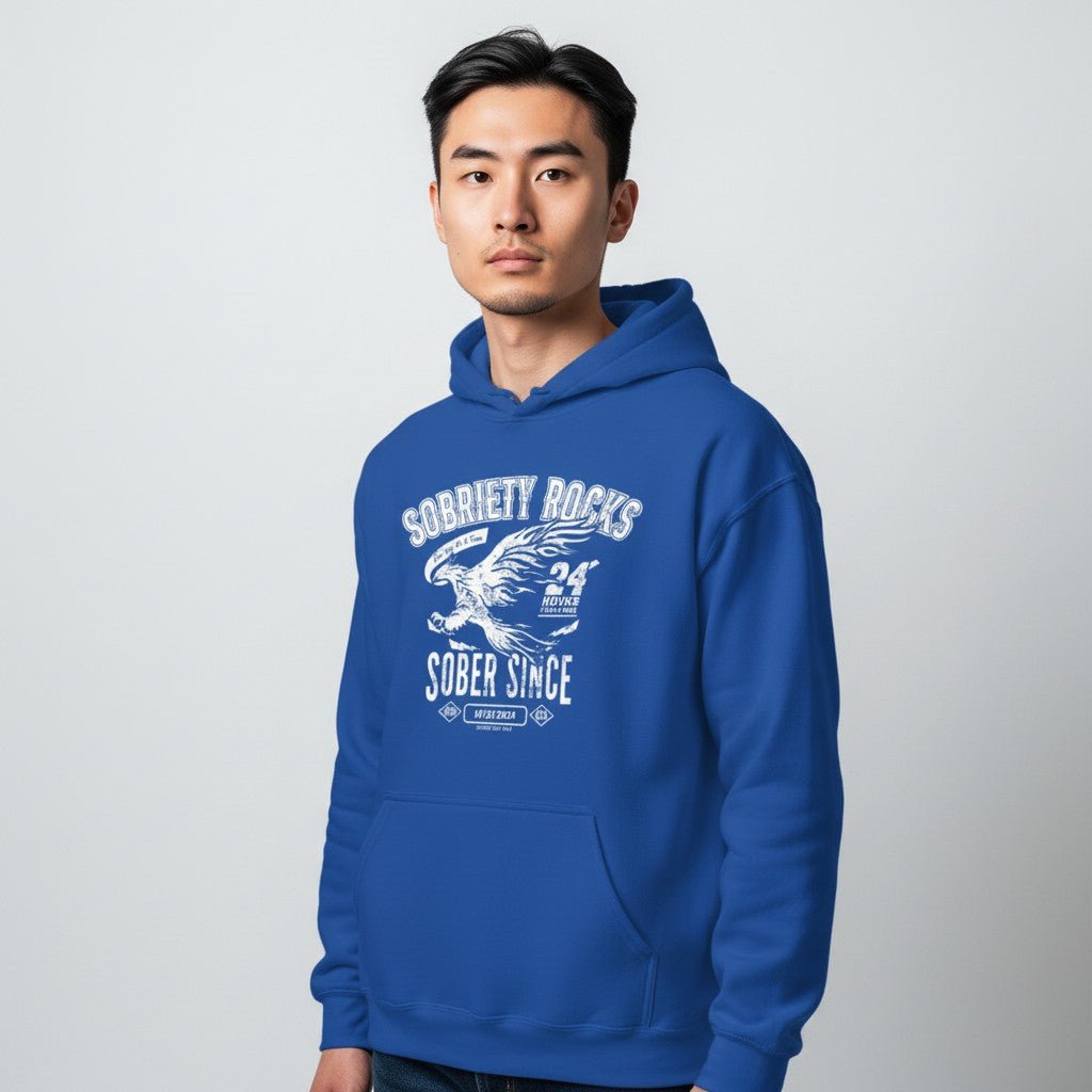 Sobriety Rocks | Men's Sober Since Hoodie with Custom Sobriety Date