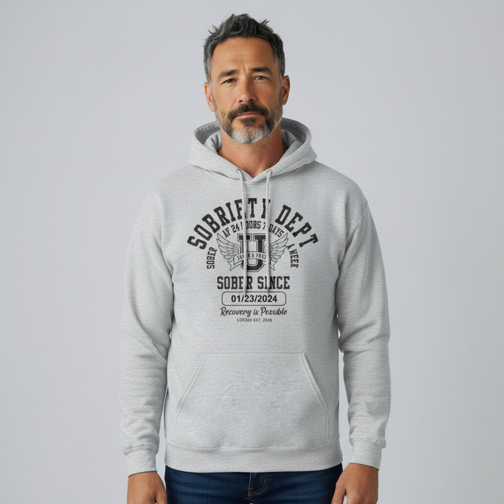 Recovery Hoodie | Sobriety Dept Hoodie with Custom Sobriety Date