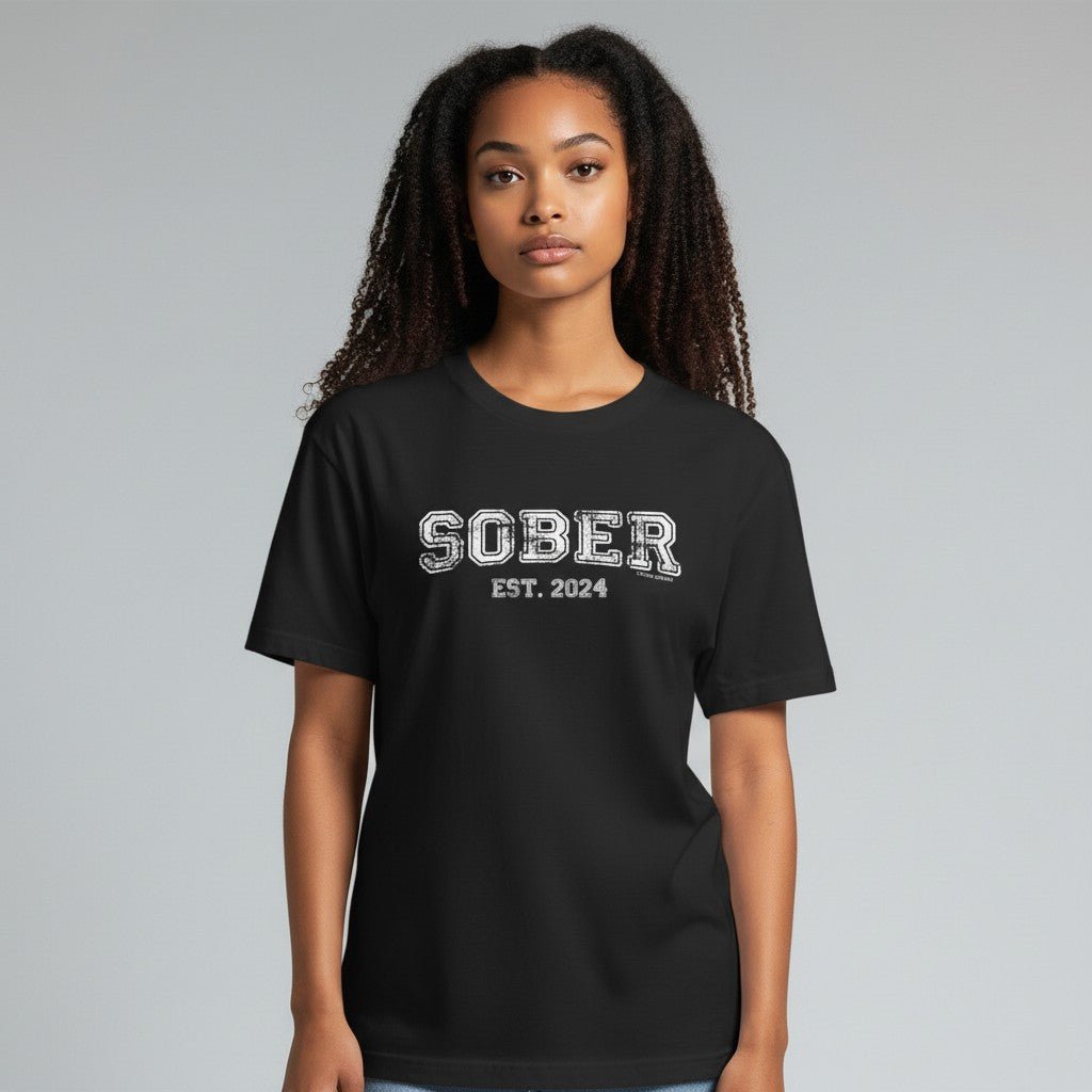 Sober   T   Shirt   |   Women's   Recovery   Is   Possible   Tee   with   Personalized   Sobriety   Date