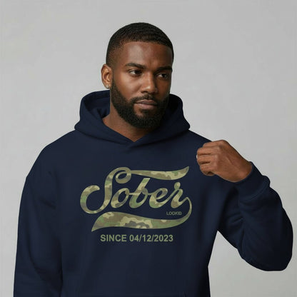 Recovery Hoodie | Sober Since Camo Hoodie with Personalized Date