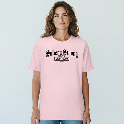 Sober T Shirt | Women’s Old School Tee with Personalized Sobriety Date