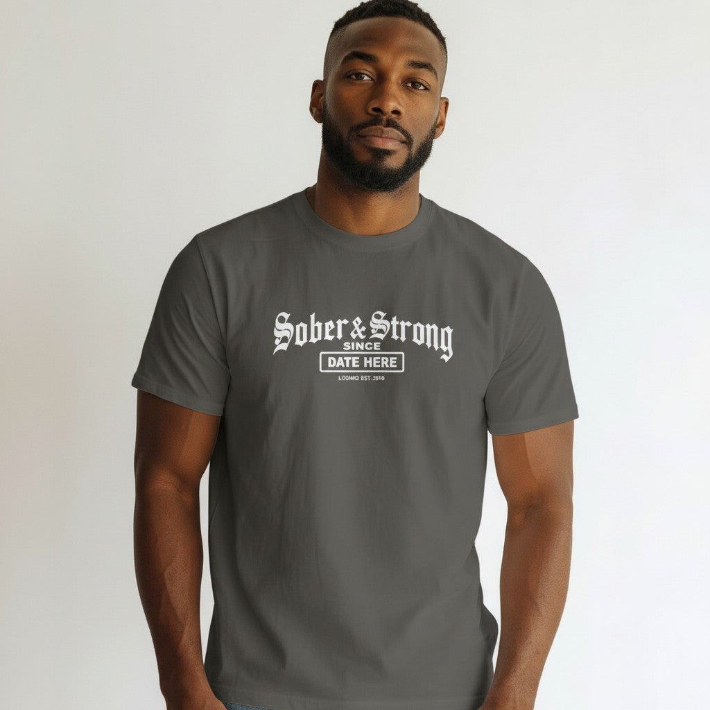 Sober T Shirt | Men’s Old School Tee with Personalized Sobriety Date
