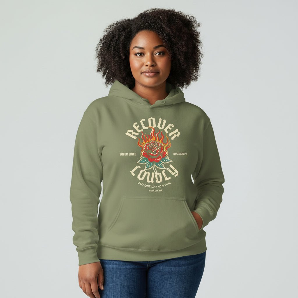 Recovery Hoodie | Recover Loudly Women’s Custom Sobriety Date