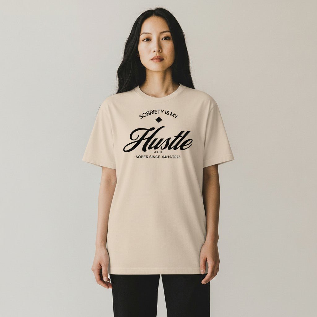 Sober   T   Shirt   |   Women’s   Old   School   Tee   with   Personalized   Sobriety   Date