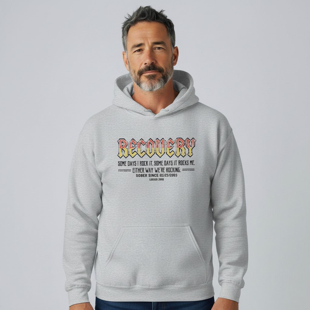 Recovery Hoodie | Men's Recovery Rock Hoodie with Personalized Date