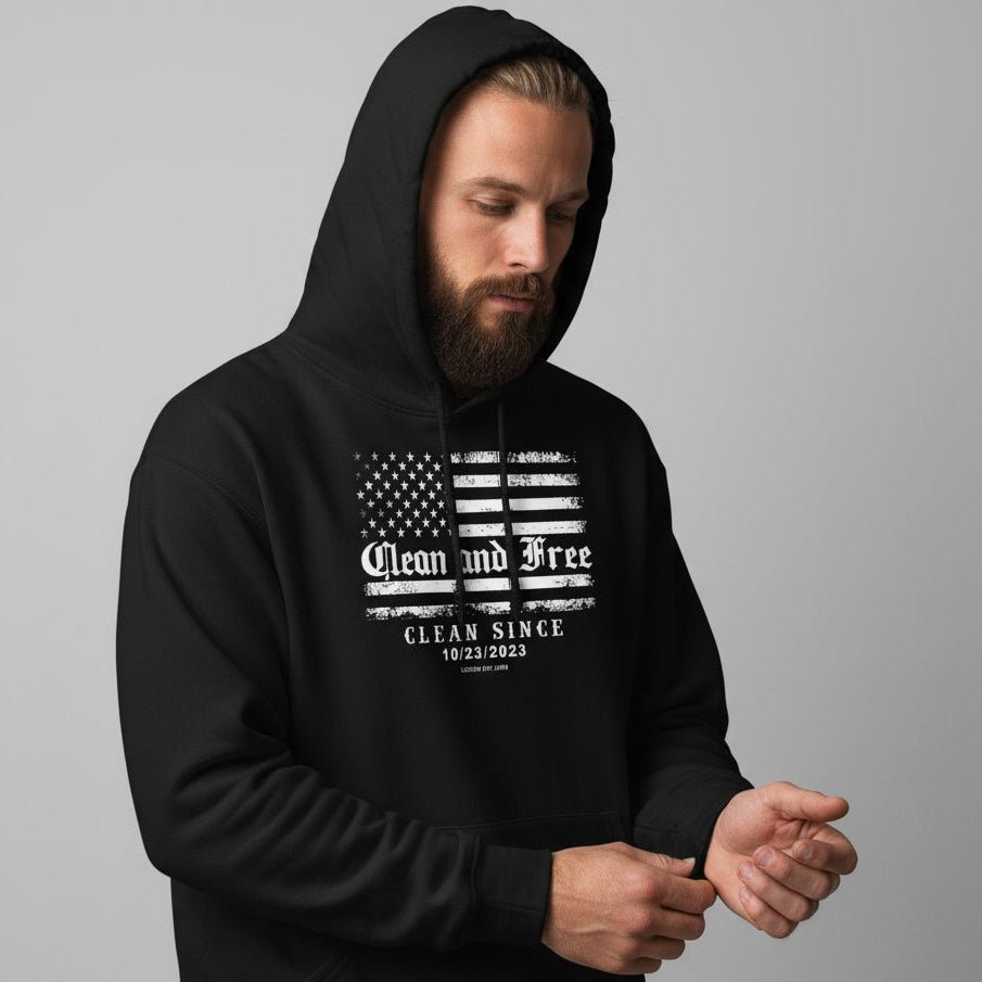 Clean and Free Custom Recovery Date Recovery Hoodie side view (view 6)