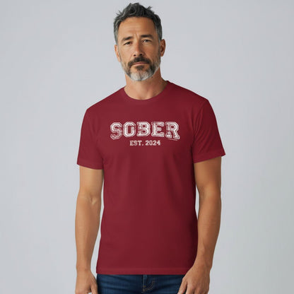 Men's Sober Est. Year T-Shirt w/ Personalized Sobriety Year