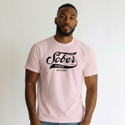 Mens Sober Since T-Shirt w/ Personalized Sobriety Date