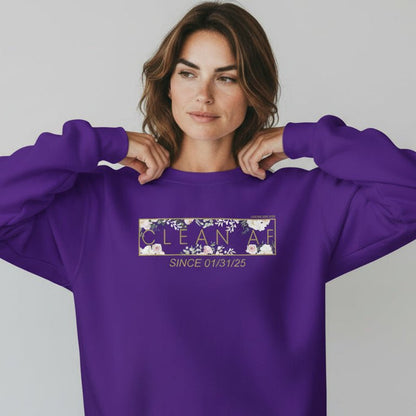 Clean AF Since Date Sobriety Recovery Hoodie featuring the design (view 11)