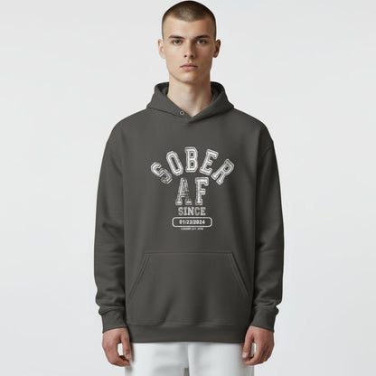 Recovery Hoodie | Sober AF Since Unisex Hoodie with Custom Sobriety Date
