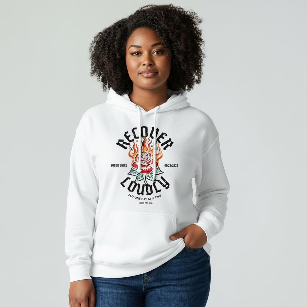 Recovery Hoodie | Recover Loudly Women’s Custom Sobriety Date