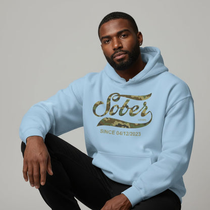 Recovery Hoodie | Sober Since Camo Hoodie with Personalized Date