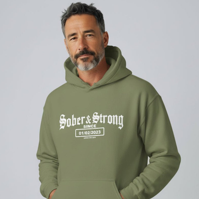 Recovery Hoodie | Unisex Old School Sober Hoodie with Custom Date